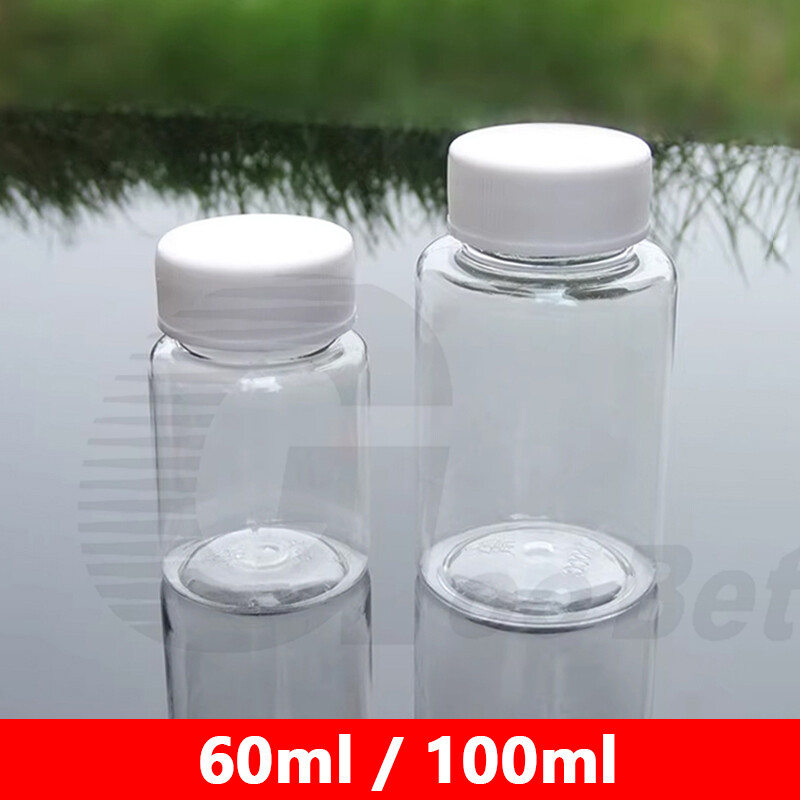 60ml 100ml Round PET Plastic Fruit Juice Smoothie Bottle Jar with Lid Cap Clear