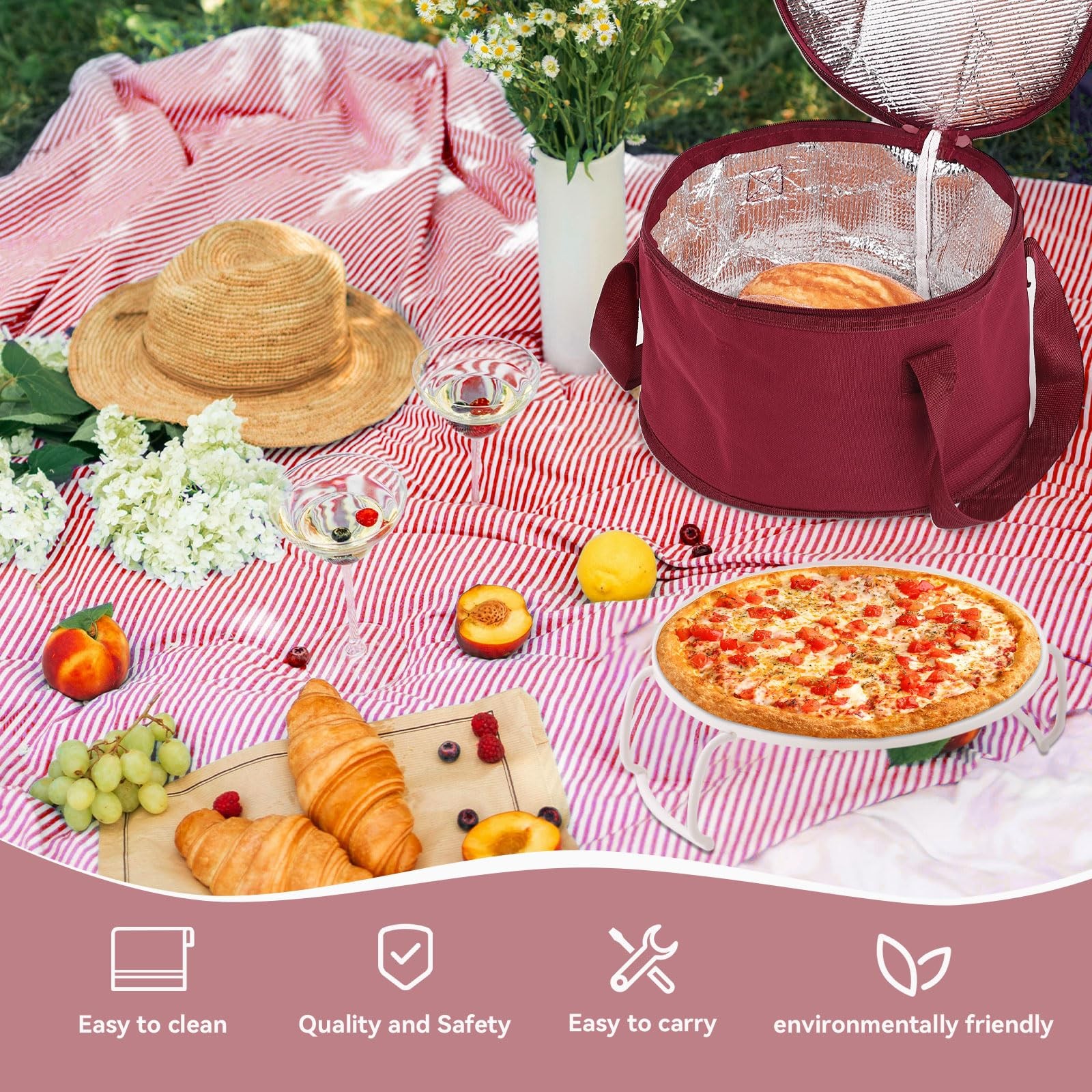 2-Piece Round Pie Carrier Set – 11”x7” Insulated Casserole Carrier with Lid &…