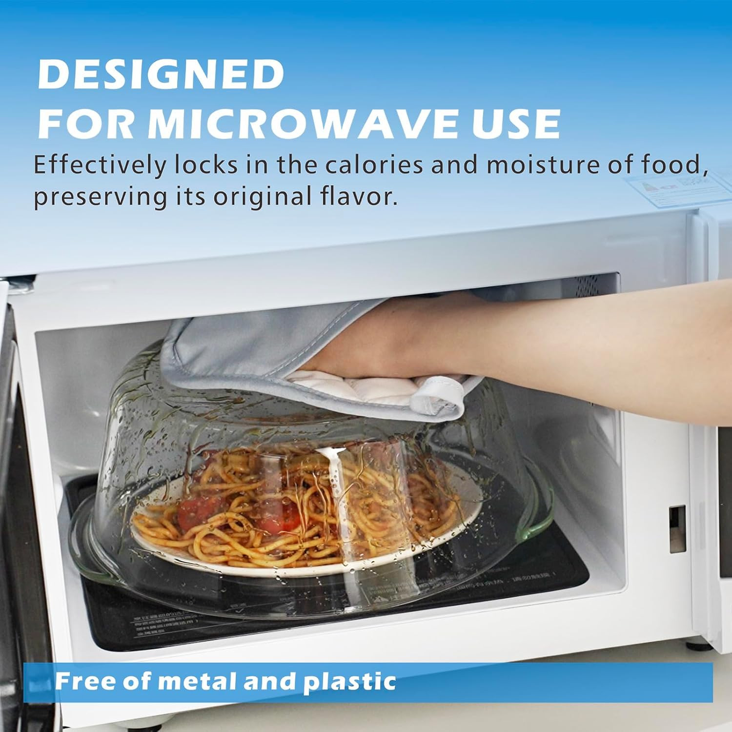 Tall Glass Microwave Splatter Cover for Food with Vent Hole 100% Food Safe 10In