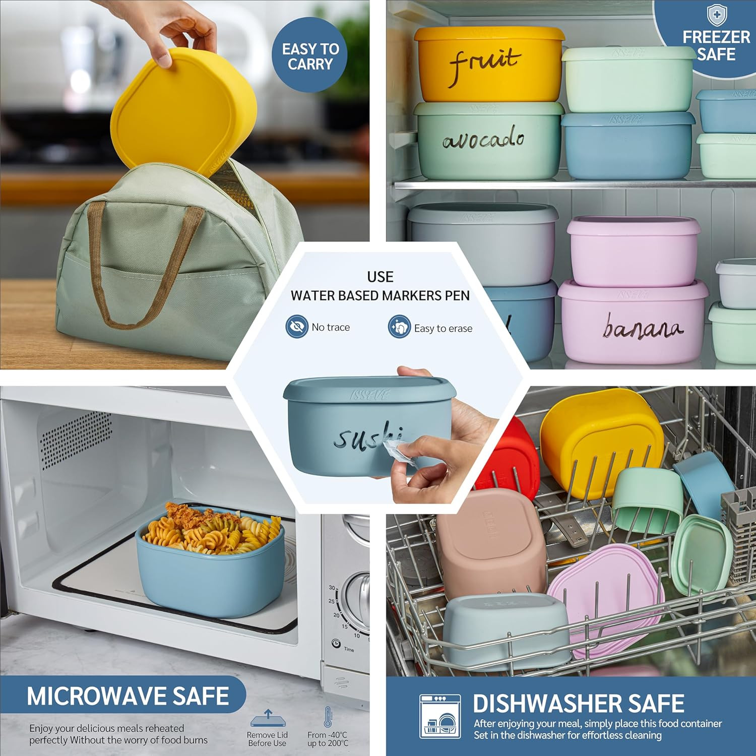 12Pcs/Set Nesting Silicone Food Storage Containers with Lids, BPA Free Reusable
