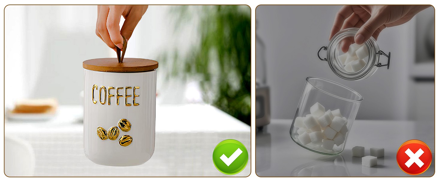 Ceramic Canister Set with Airtight Seal Bamboo Lid Silicone, 27oz Food Storage