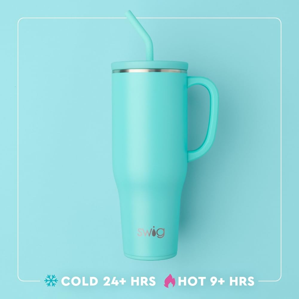 Swig Life 40Oz Mega Mug 40Oz Tumbler Handle And Straw Extra Large Insulated