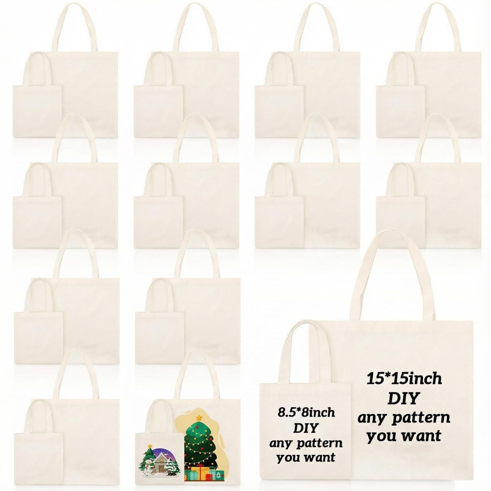Amylove 24 Pcs Mini Sublimation Blank Canvas Tote Bags Reusable Grocery 80 Chars