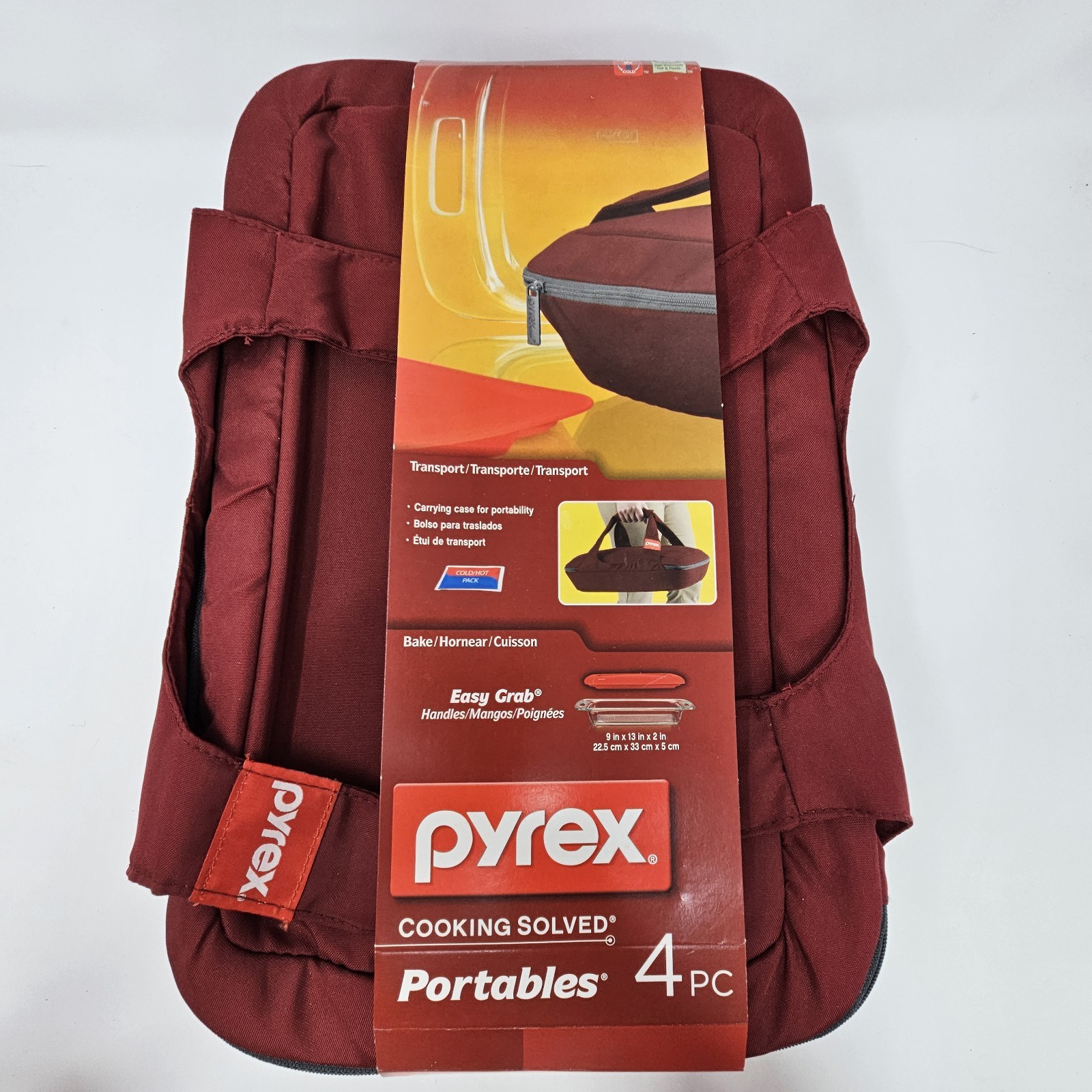 New Pyrex Portables 9″x 13” Pan & Lid Insulated 4 Piece Food Carrier Set