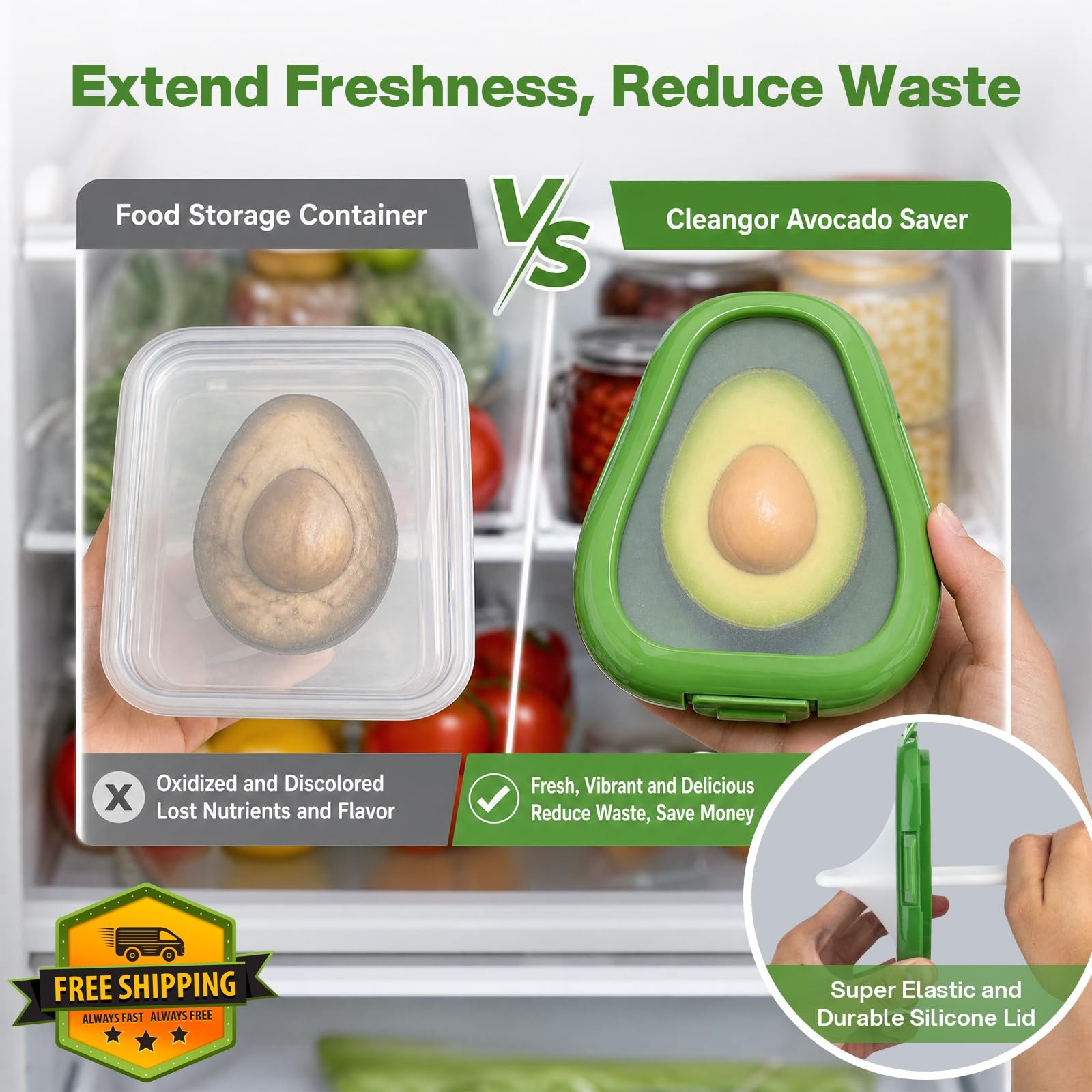 CLEANGOR 4pc Fruit Vegetable Storage Containers
