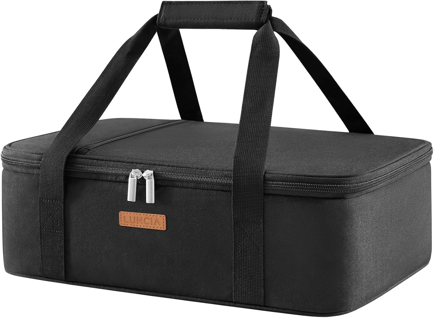 Versatile Black Thermal Lunch Bag – Insulated Casserole Carrier for Potlucks