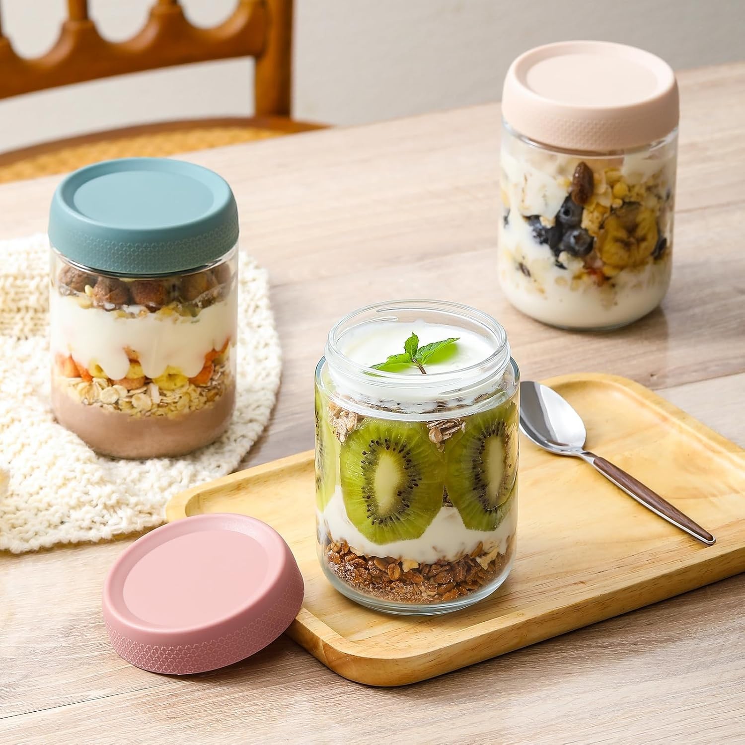 Elegant Glass Storage Jars – 16 oz Airtight Containers for Kitchen Freshness