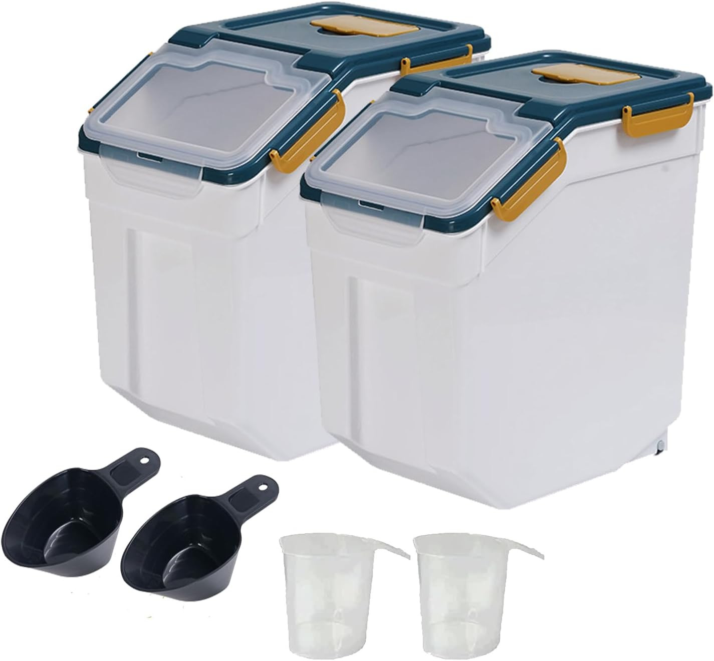 Large Flour Storage Container Bin 25Lb, 2Pack Airtight Rice Storage Containers w