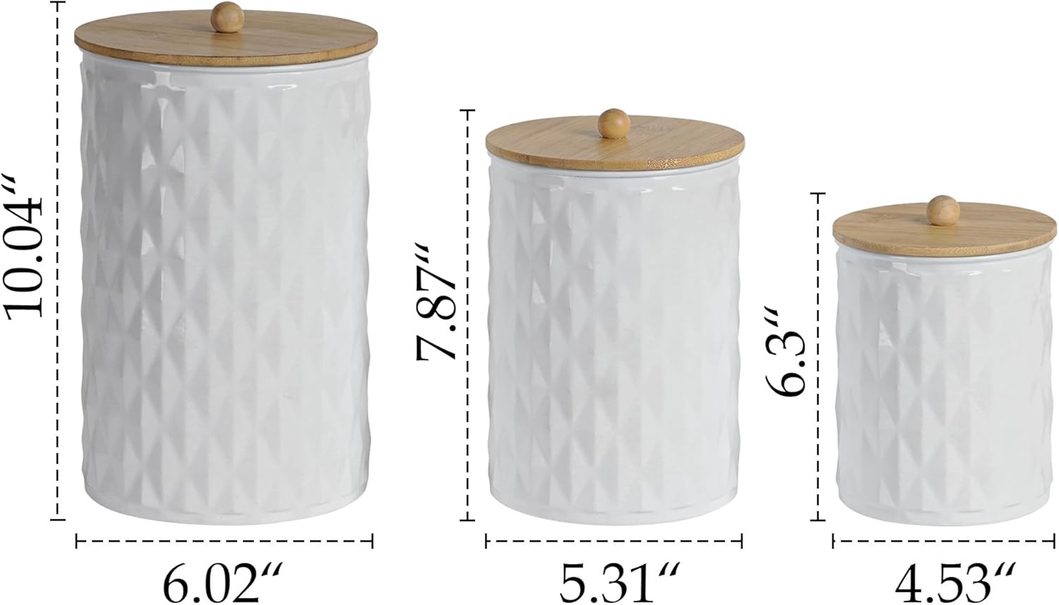 Kitchen Canister Set of 3 Tea Coffee Sugar Containers with Airtight Bamboo Lids