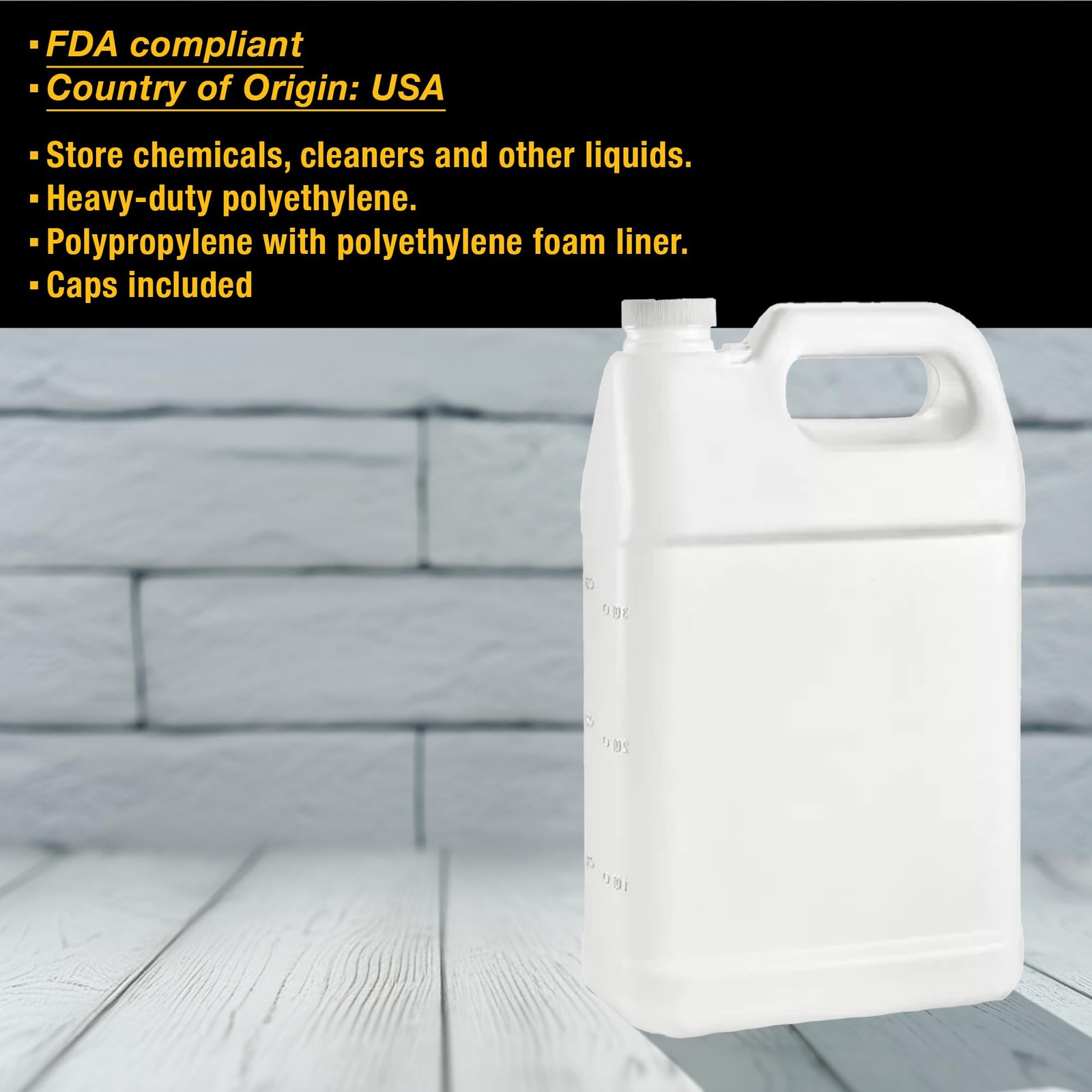 Jumuk Supplies 1 Gallon Plastic Jugs with Lids, Water 128 Ounces, White