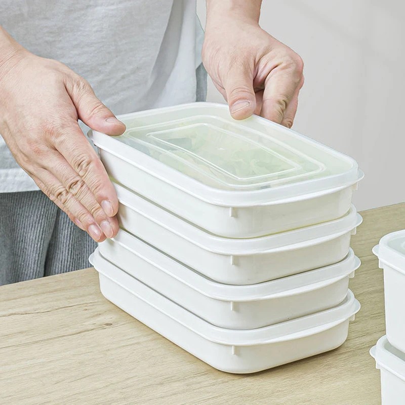 700ml Food Grade Fridge Storage Box Fruit Veg Meat Divider Container Organizer