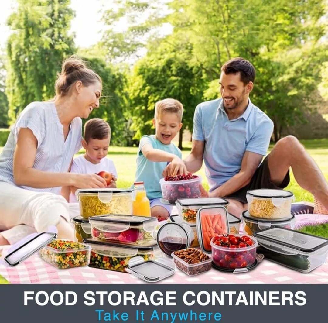 60-Piece Large Food Storage Containers Set Leakproof BPA-Free Plastic Snap Lid