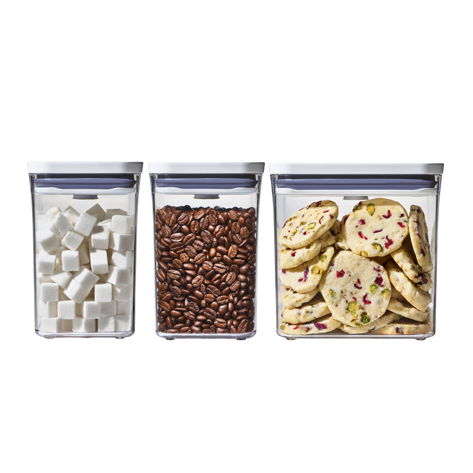 OXO POP Container 3-Piece Everyday Food Storage Container Set, White