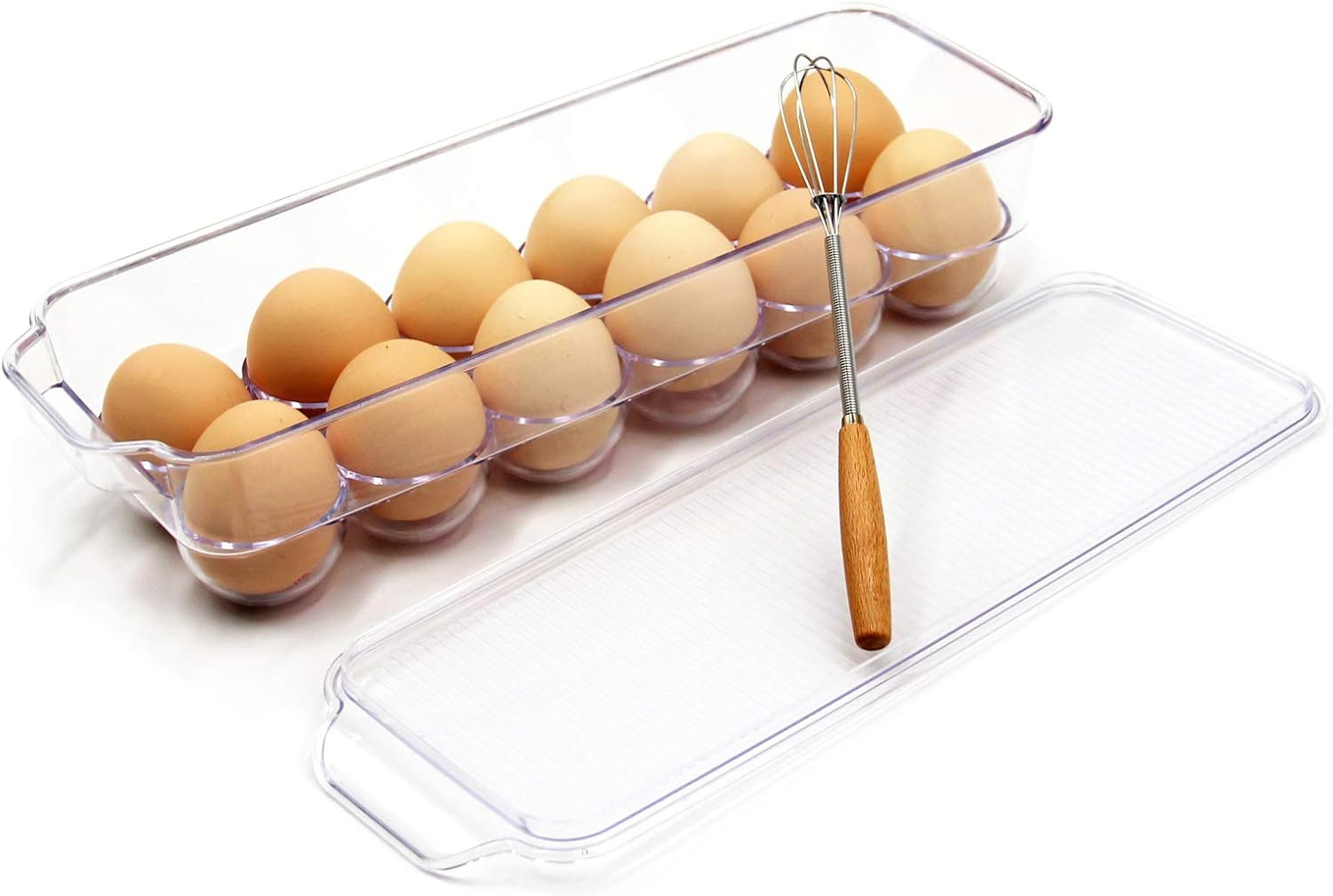 12 Grid Egg Storage Box Refrigerator Egg Rack Tray with Lid, Stackable Egg Rack,