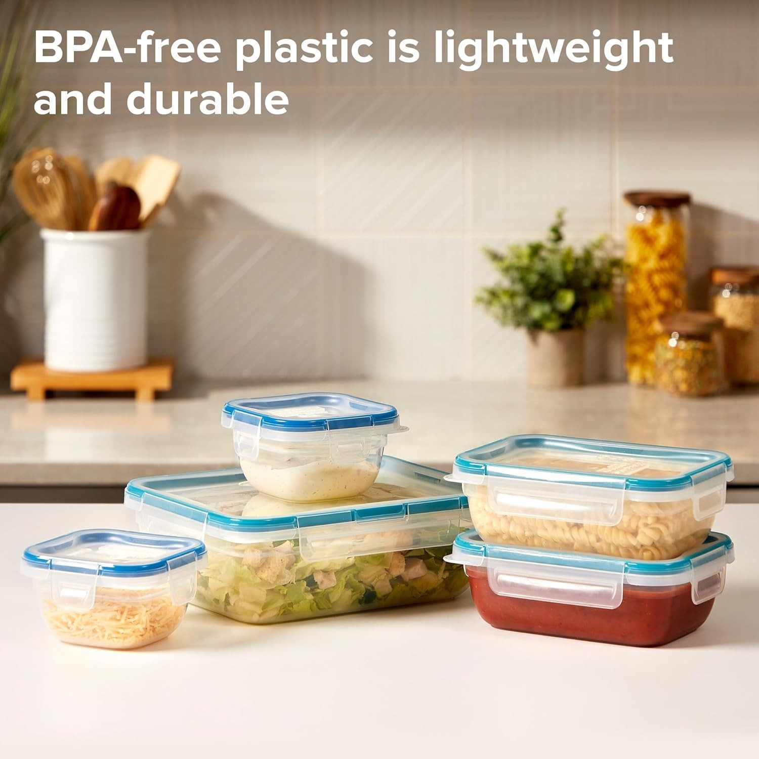 Plastic Total Solution 5-Pack Mixed Sizes Food Storage Containers Set, Leakpr…