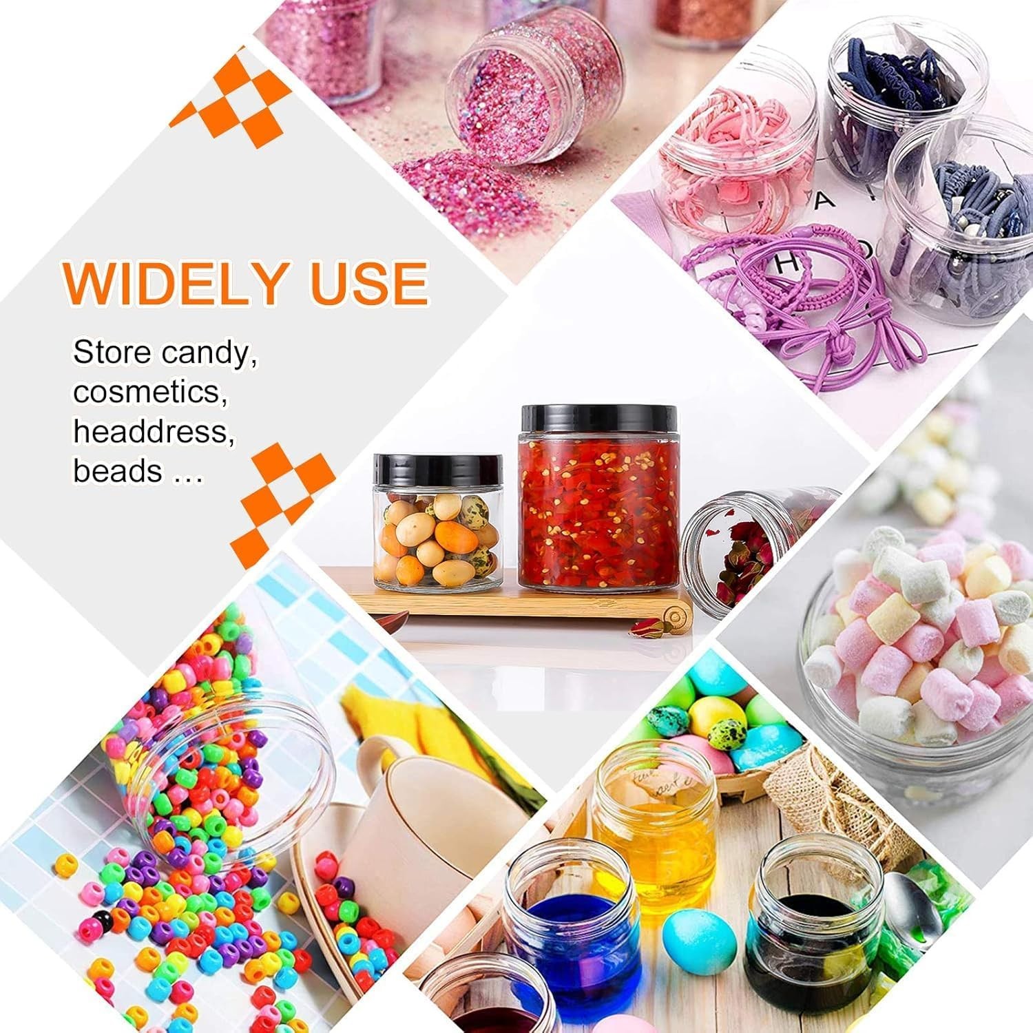 Large & Small Plastic Jars Combo (24 Pack) 12 Large 16 oz & 12 Small 8 oz