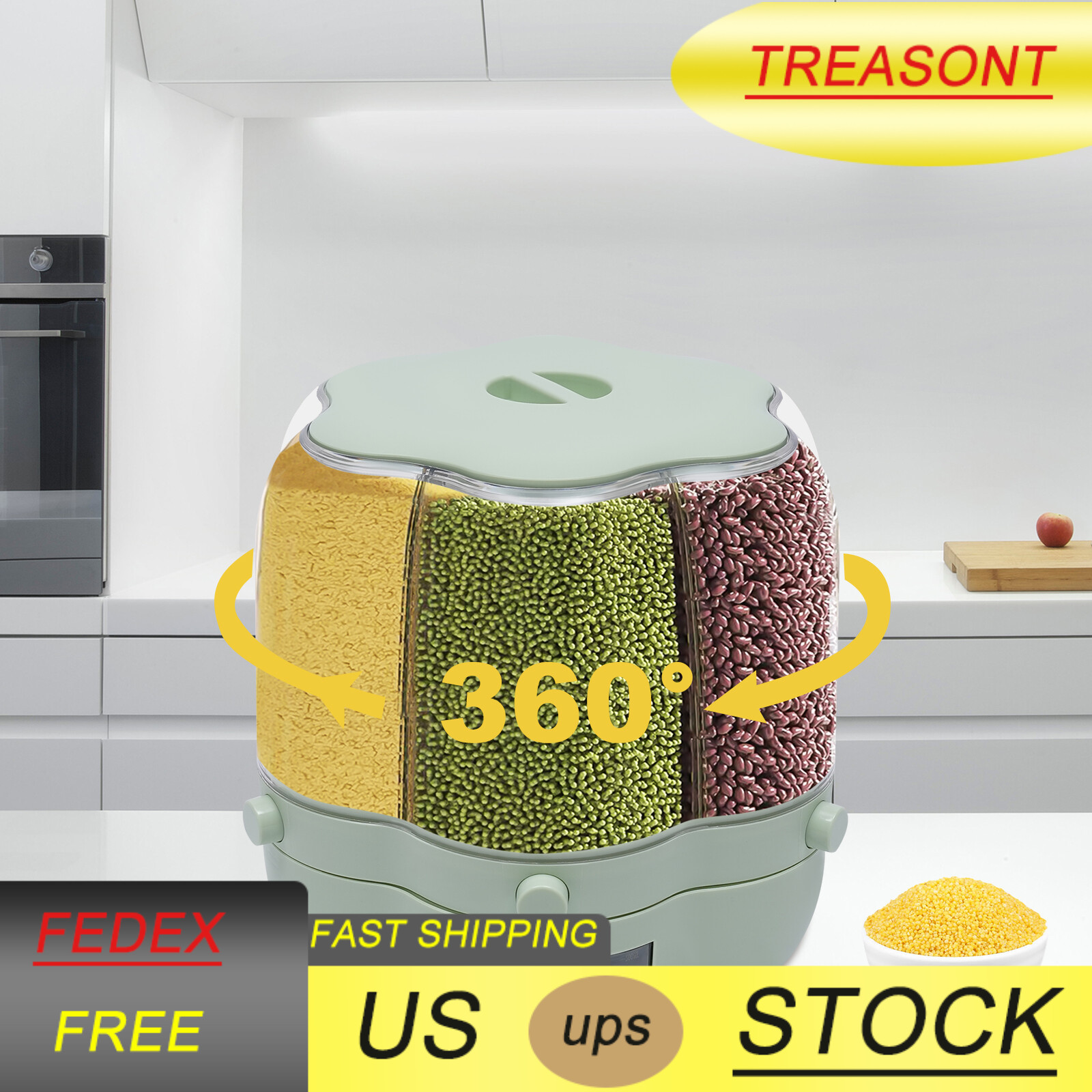 6 Barns Cereal Dispenser Rice Grain Dry Food Storage Container 360 Rotatable 8kg