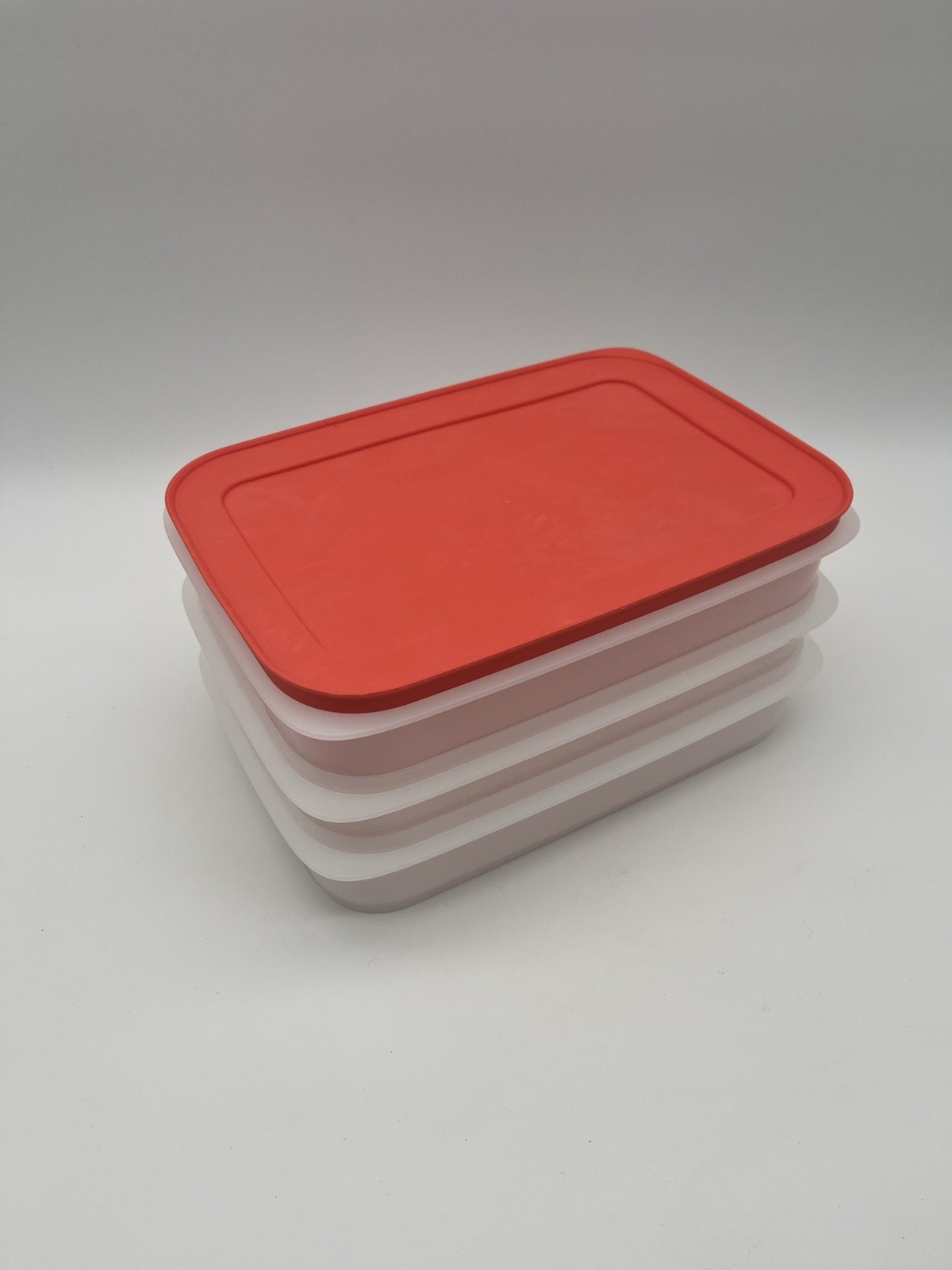 Tupperware Freezer Mates Plus Stackables Set of 3 Sheer with Peach Seals