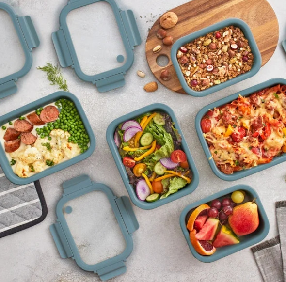 10pc Ceramic Food Storage Container Set w/ Lids Kitchen Meal Prep Pantry