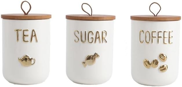 Ceramic Canister Set with Airtight Seal Bamboo Lid Silicone, 27oz Food Storage