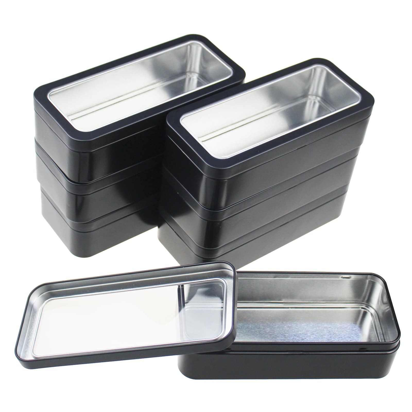 Goodma 7Pcs Rectangle Metal Tins Containers with Lids Mini Storage Canister J…