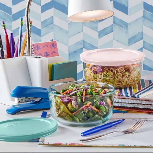 Pyrex® Simply Store® 6-pc 4-cup Round Glass Storage Set with Assorted Color Lids
