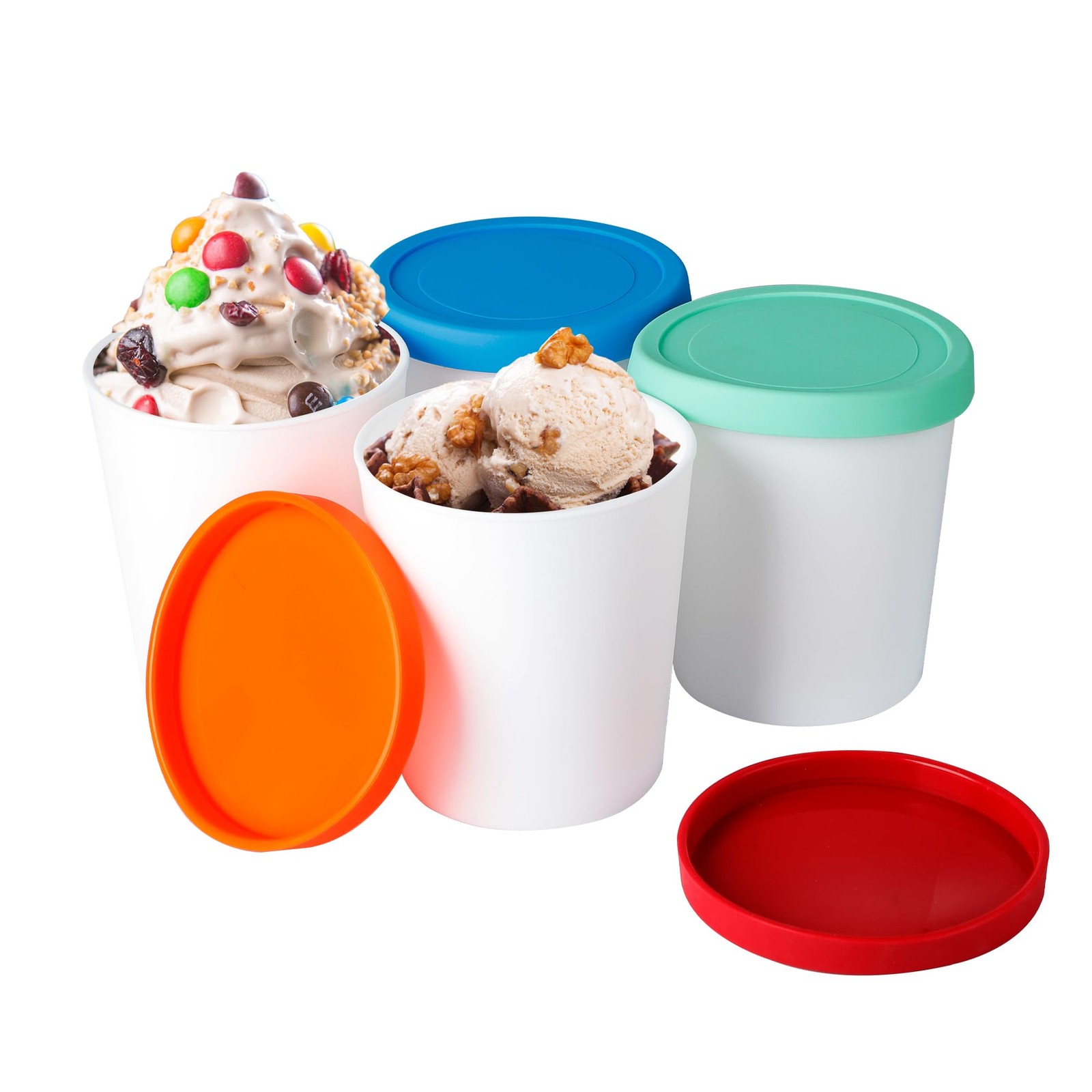Ice Cream Containers for Homemade (4 Pack – 1 Quart Each), Reusable PP Plasti…