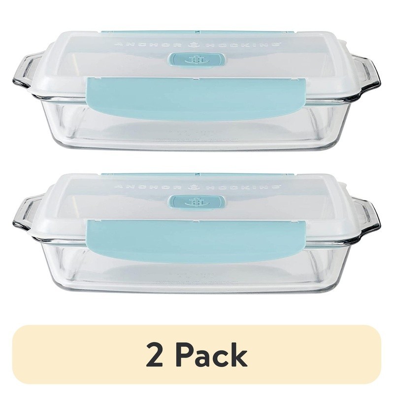 TrueLock Glass Baking Dish W/ Locking Lid Leak Proof Storage Container New