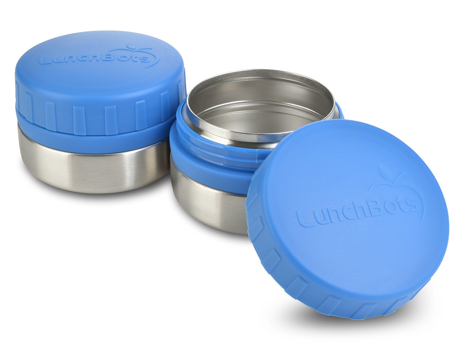 Leak Proof Stainless Steel Snack Containers 4 oz, Set of 2 Round Jars with Lids