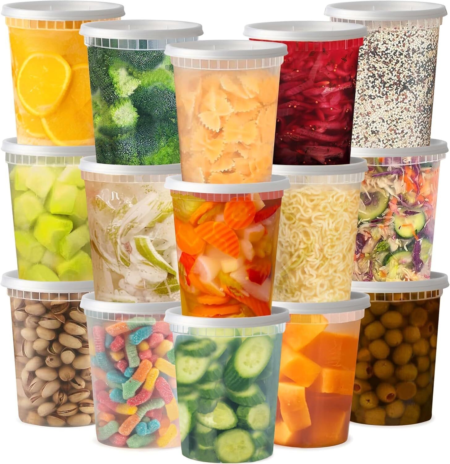 48 Sets 32oz Clear Plastic Deli Containers W/ Lids Airtight Leakproof Meal Prep