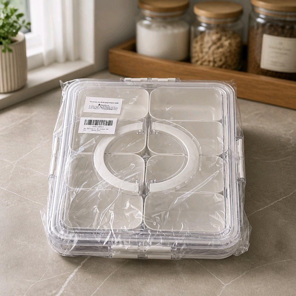 NEW! Snack Box Divided 8 Sections With Lid And Handle