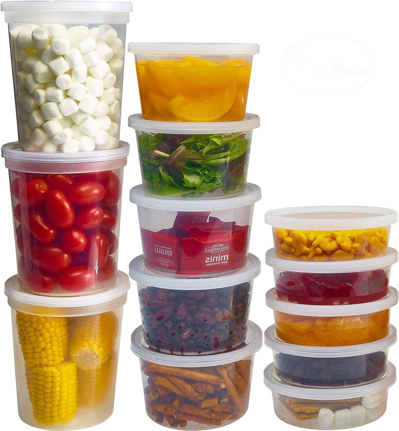 Food Storage Containers with Lids 8Oz, 16Oz, 32Oz Freezer Deli Cups Combo Pack,