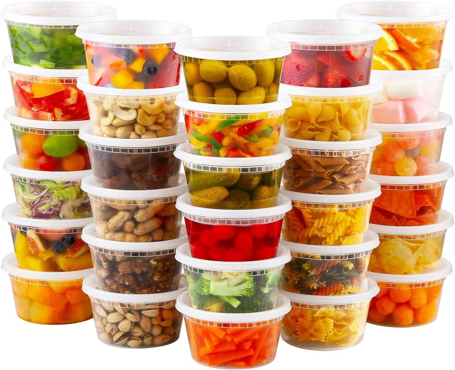 32 Sets 12 Oz Plastic Deli Food Containers with Lids, Airtight Food Storage Cont