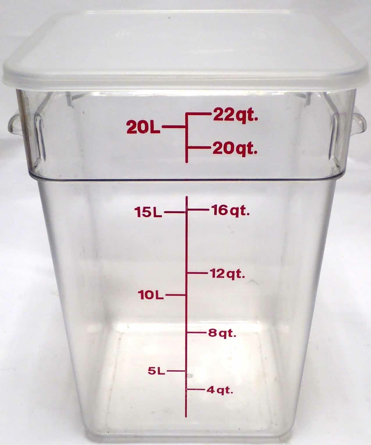 CAMBRO 22SFSCW CAMWEAR CAMSQUARE 22qt FOOD STORAGE CONTAINER w/ SEAL COVER CLEAR