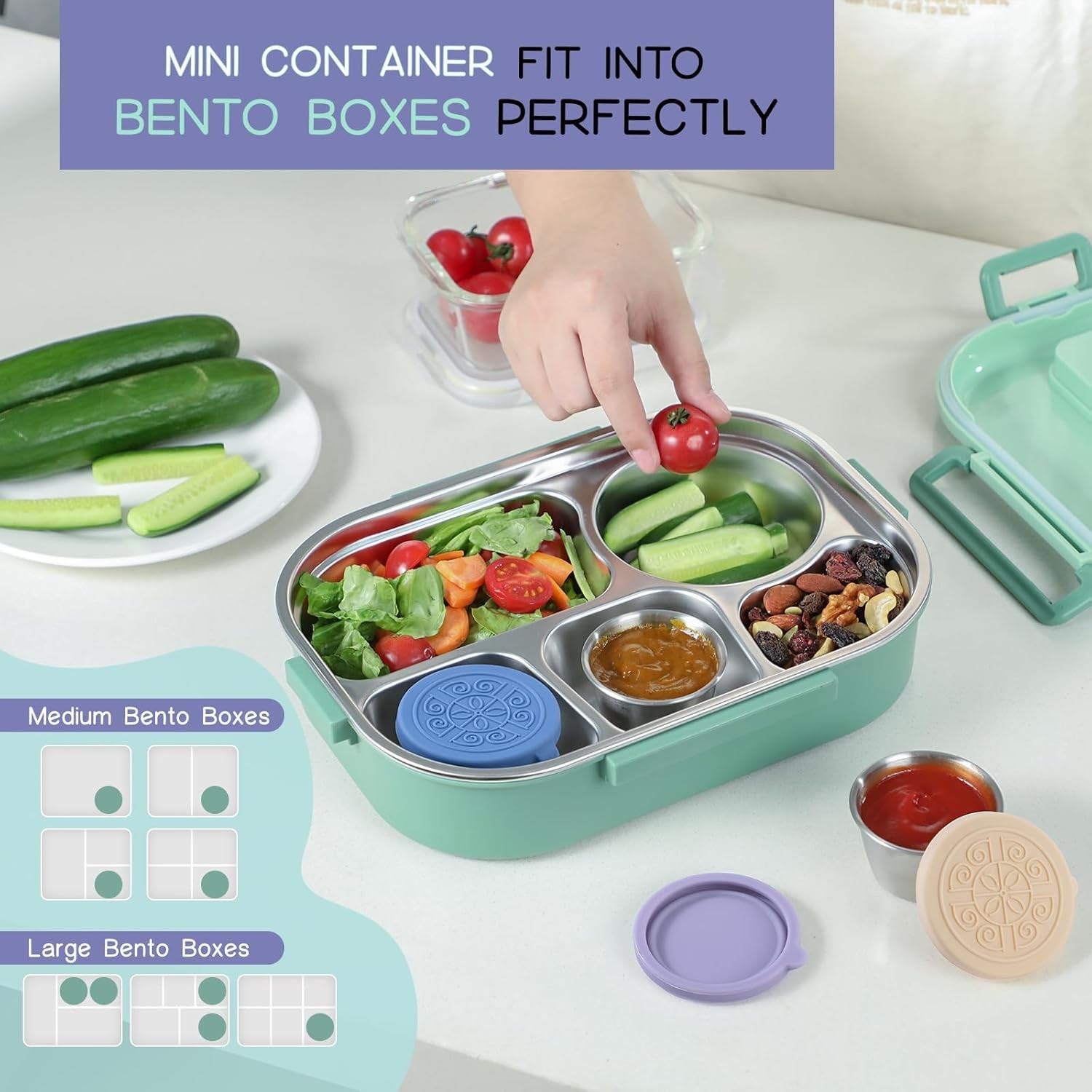 6-Pack Small Sauce Cups: 1.6 oz Reusable Stainless Steel with Silicone Lids