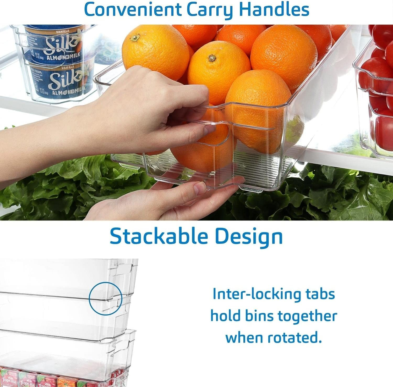 8-Piece BPA-Free Refrigerator Organizer Bins for Pantry and Fridge Storage