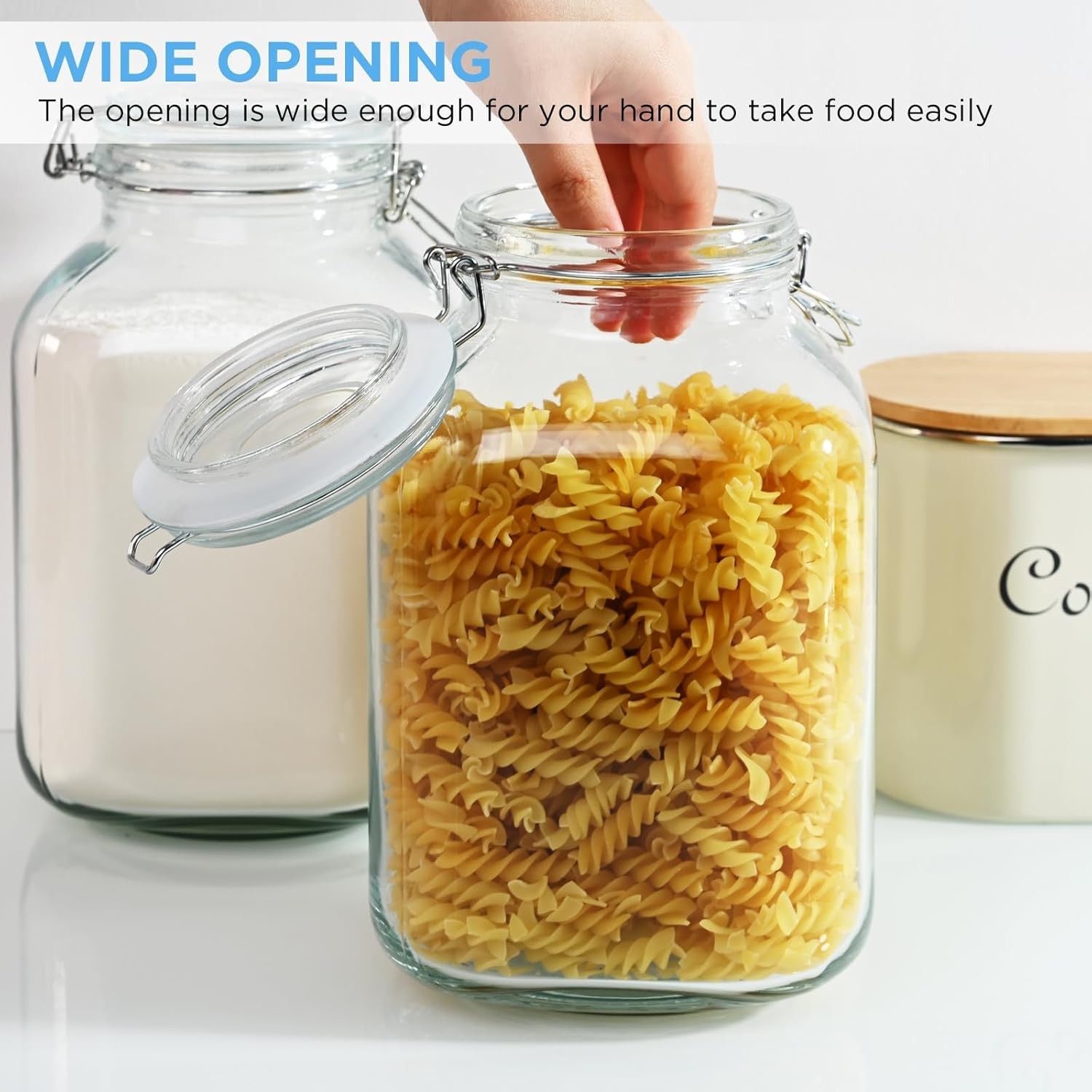 106oz Square Glass Jars with Airtight Lid, Large Mason Jars, Wide Mouth Storage