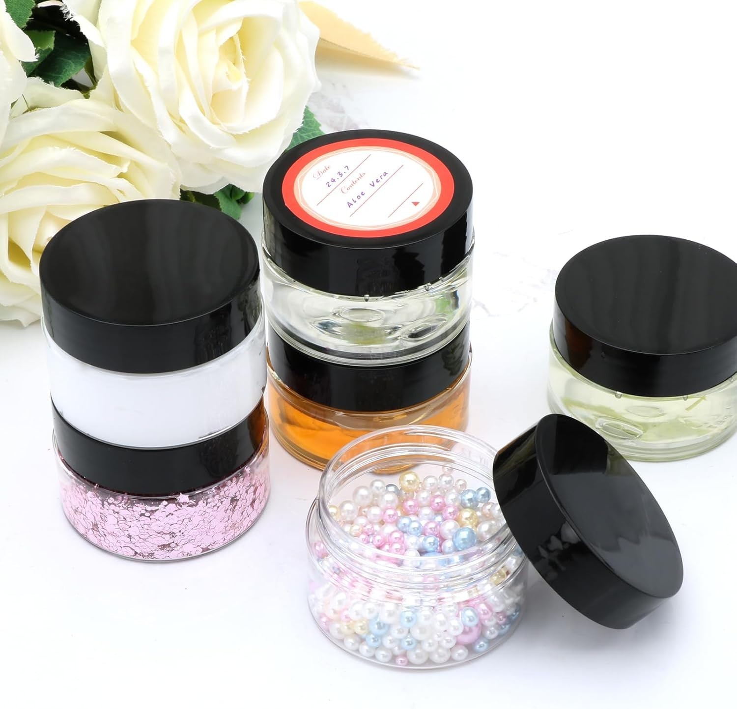 20 Pack 1oz Plastic Containers with Lids, Jars with Lids