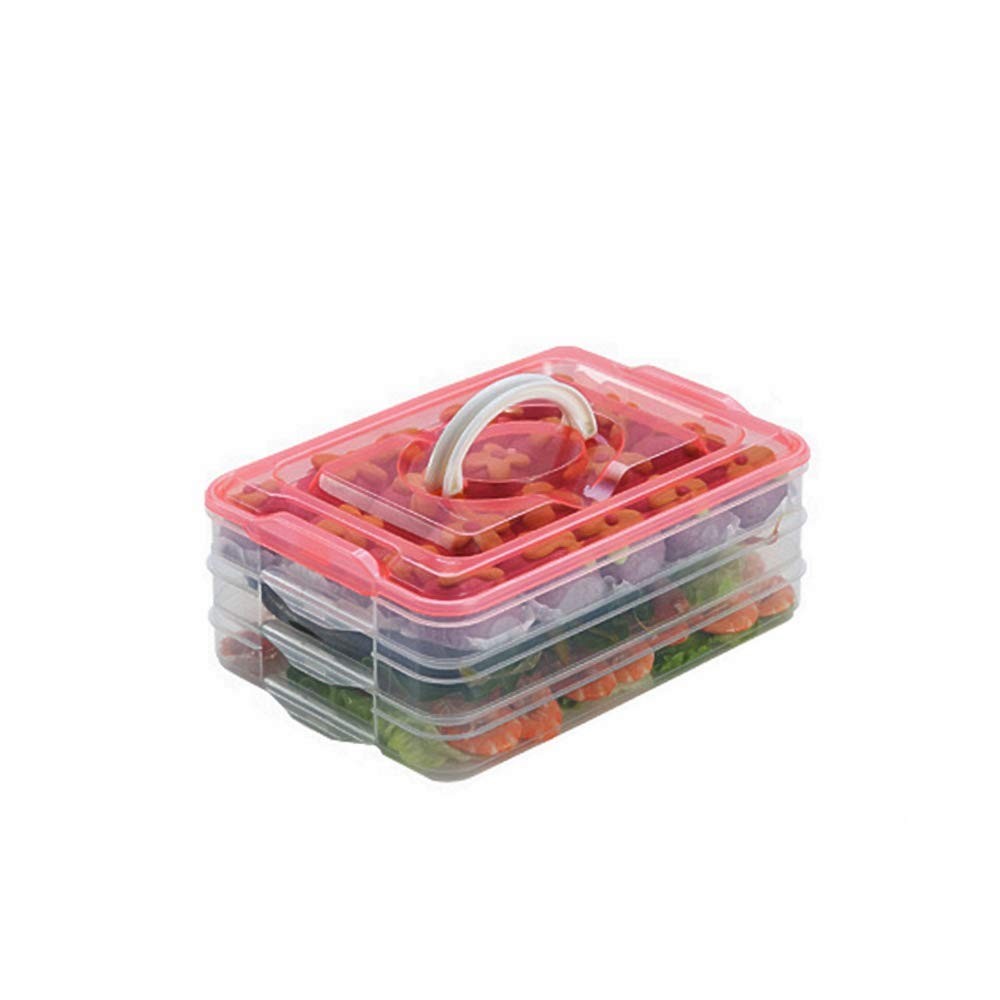 TIAN CHEN Stackable Carrier Snack Cookie Meat Bacon M, Red 3 Layer