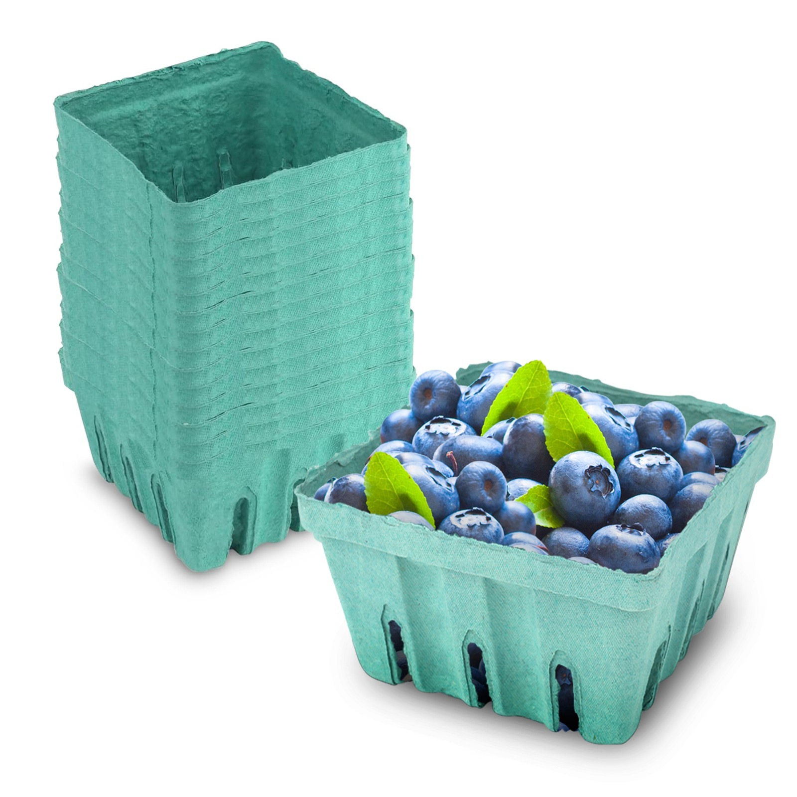 MT Products 1 Quart Green Pulp Vented Berry Produce Basket – Pack of 297
