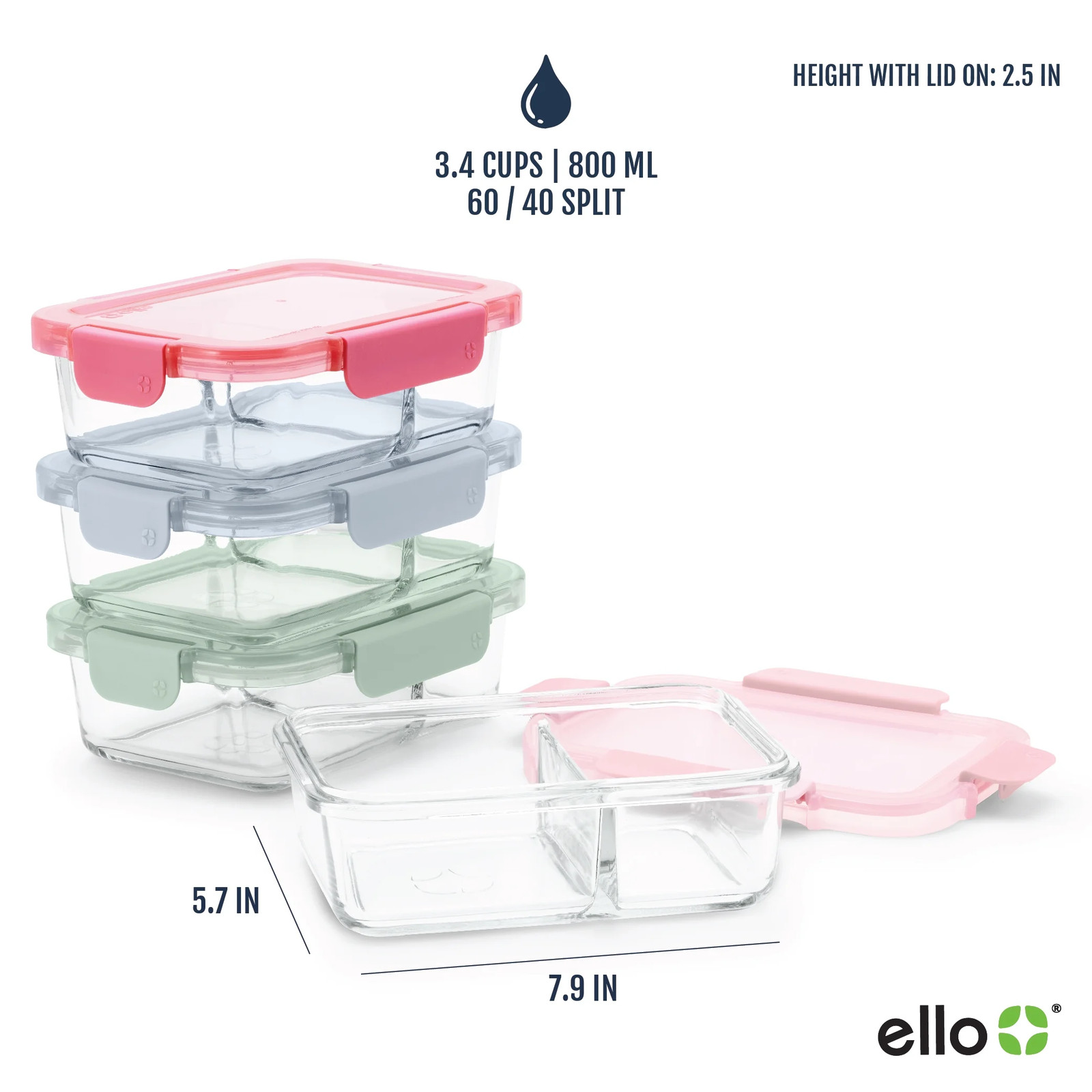 Divided Glass Meal Prep Set