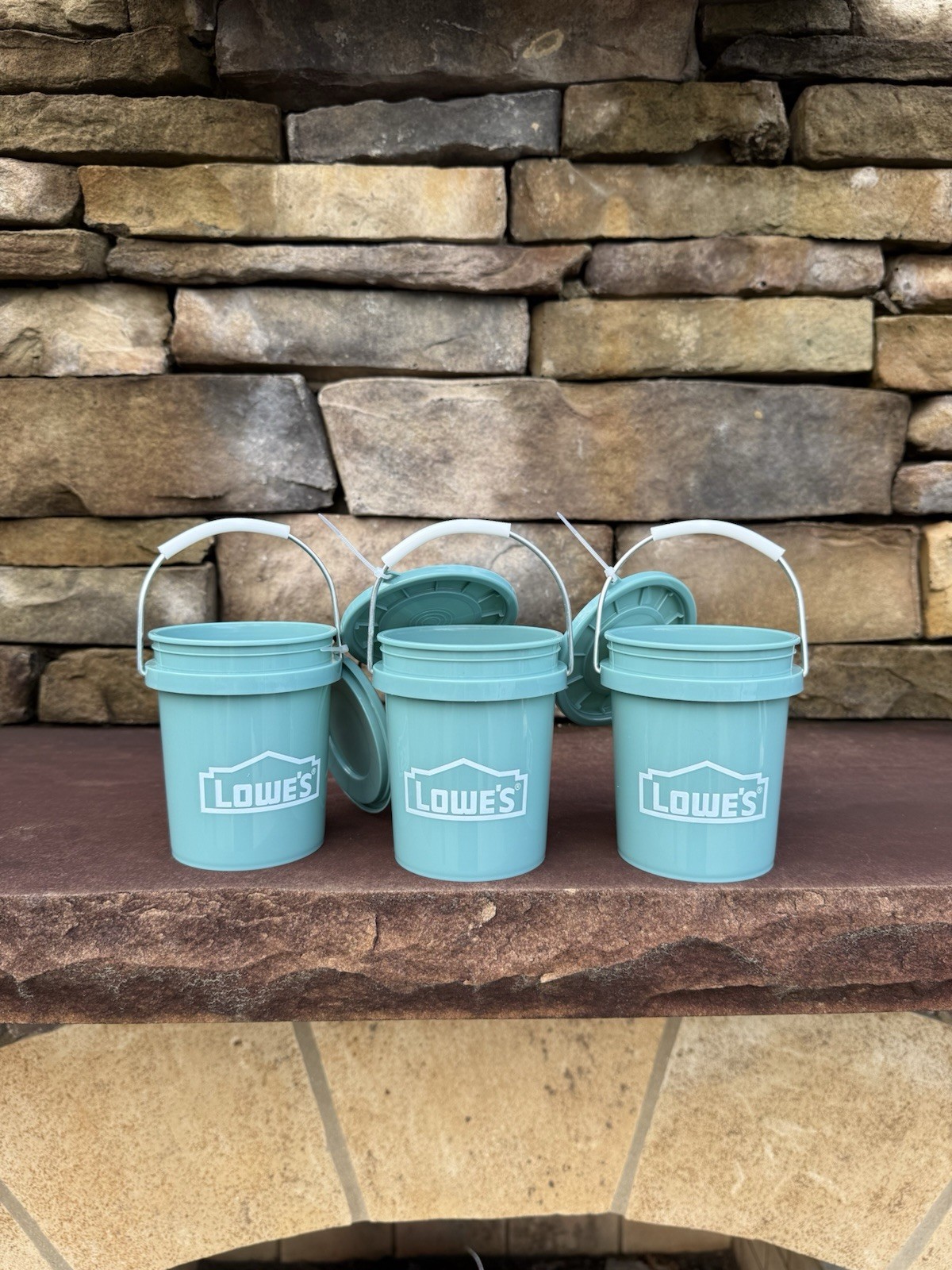 NEW Set of 3 Lowe’s TEAL 0.42 Quart BPA-Free Mini Bucket W/Lid