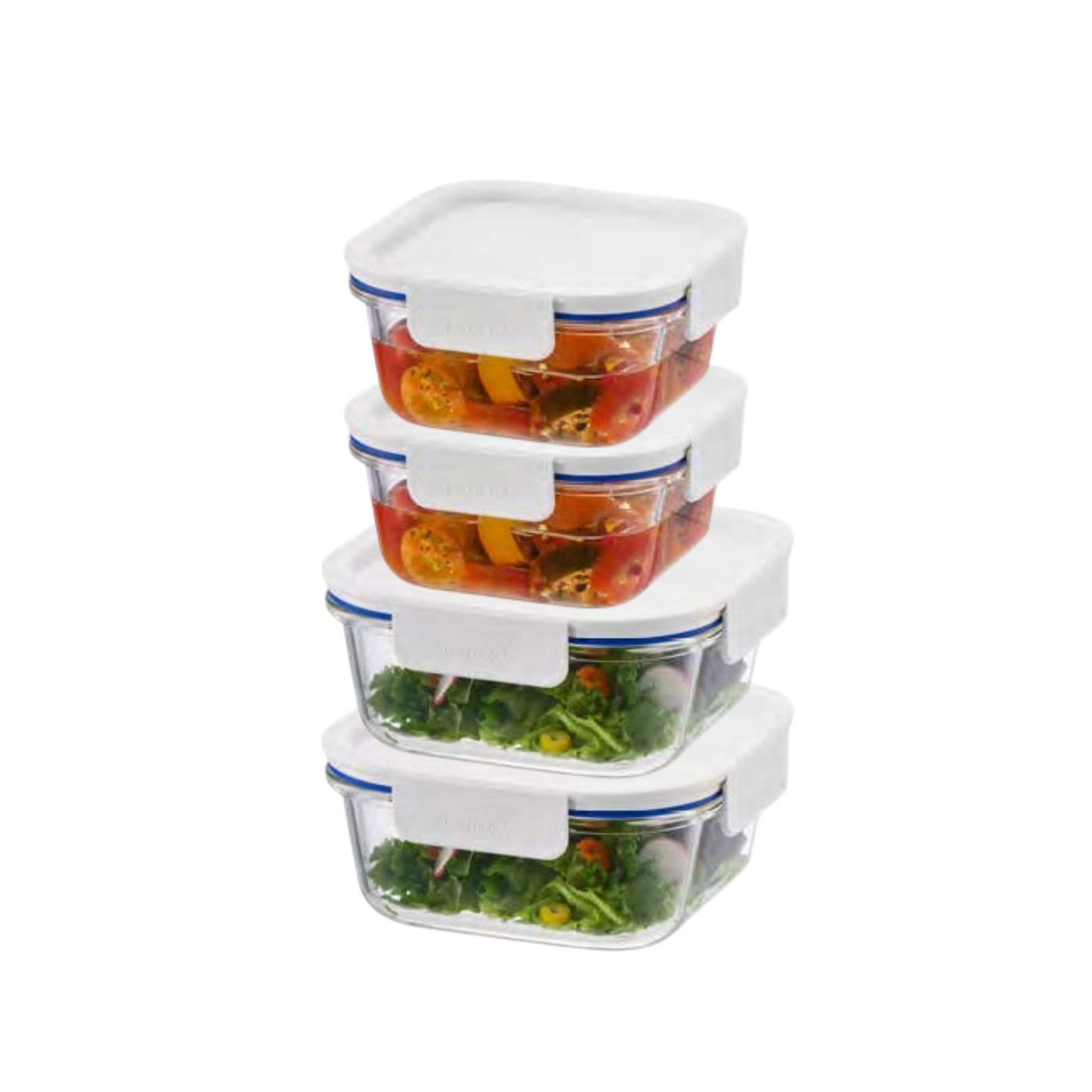 LocknLock LNG214S4W The 8 set (4 containers & 4 Lids), 750ml / 500 ml, White