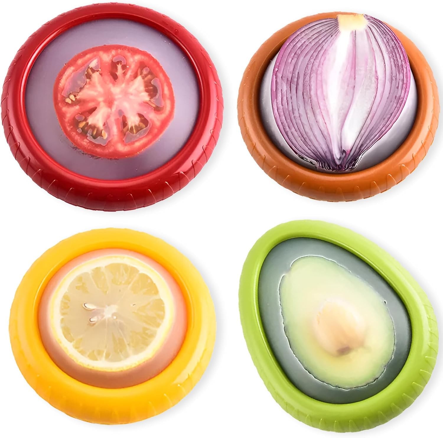 Set of 4 Reusable Fresh Pods – Anti-Oxidation Small, Green,Red,Yellow,Brown