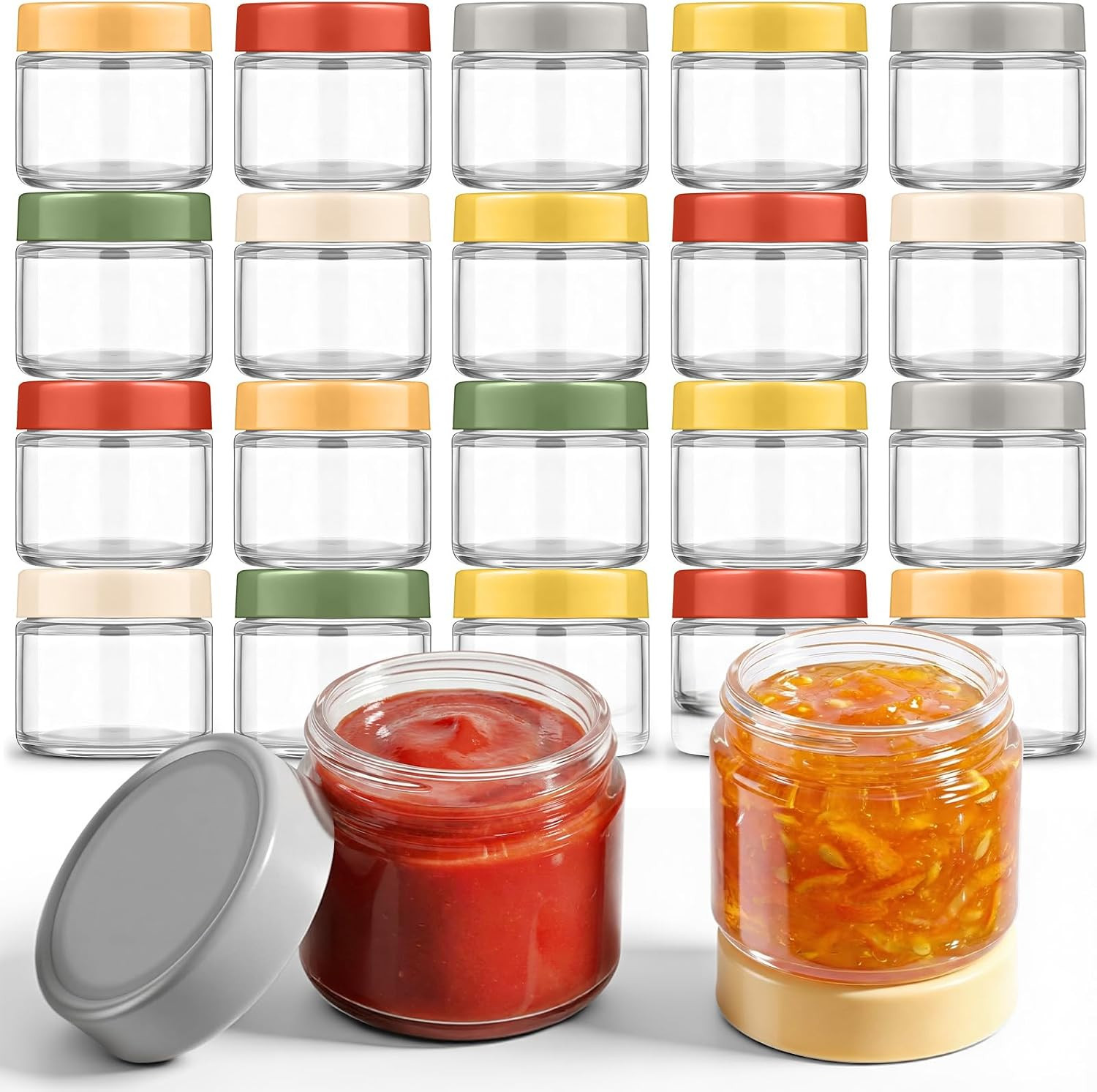 20 Pcs 2Oz Glass Salad Dressing Containers with Lids, Small Sauce Containers and