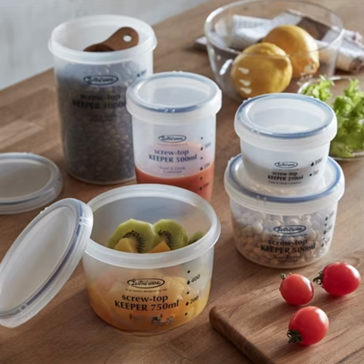 Set of 3, Lustroware Airtight Food Storage Container Set with Screw Top Lid