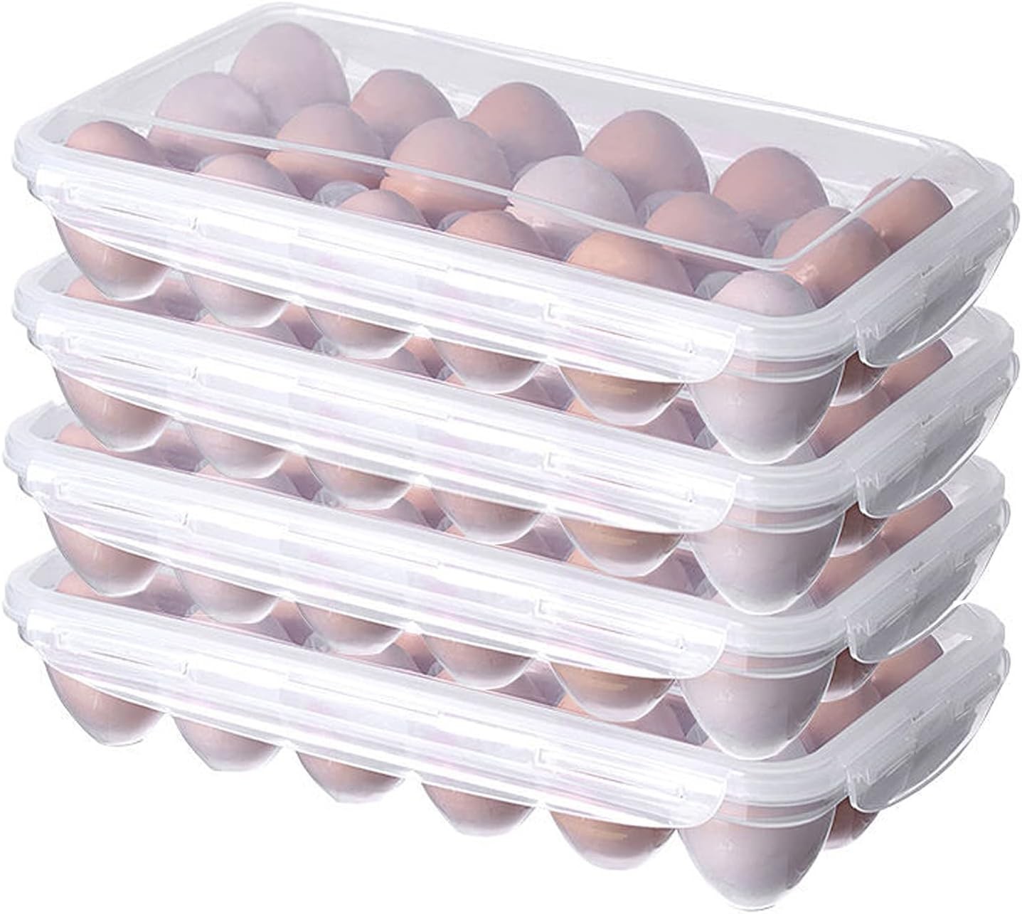 2 Pack Covered Egg Holders For Refrigerator, Plastic Storage Container