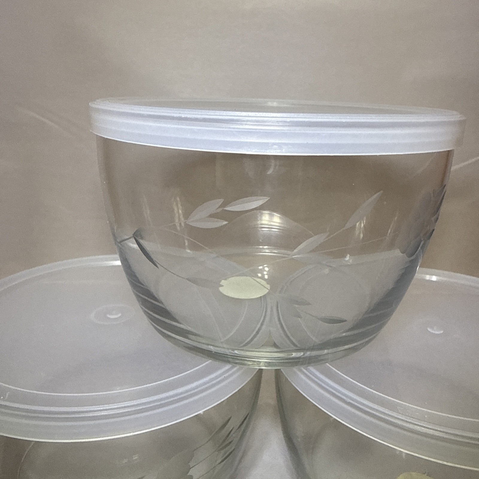 Princess House Heritage Small Bowl with Plastic Lid 177 Set Of 3
