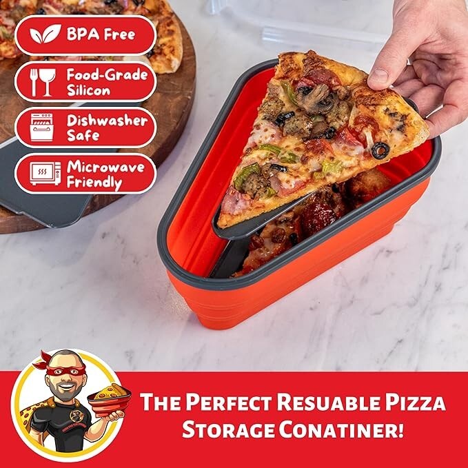 New Pizza Storage Container 5 Microwavable Trays Stores Entire Pizza Collapsible