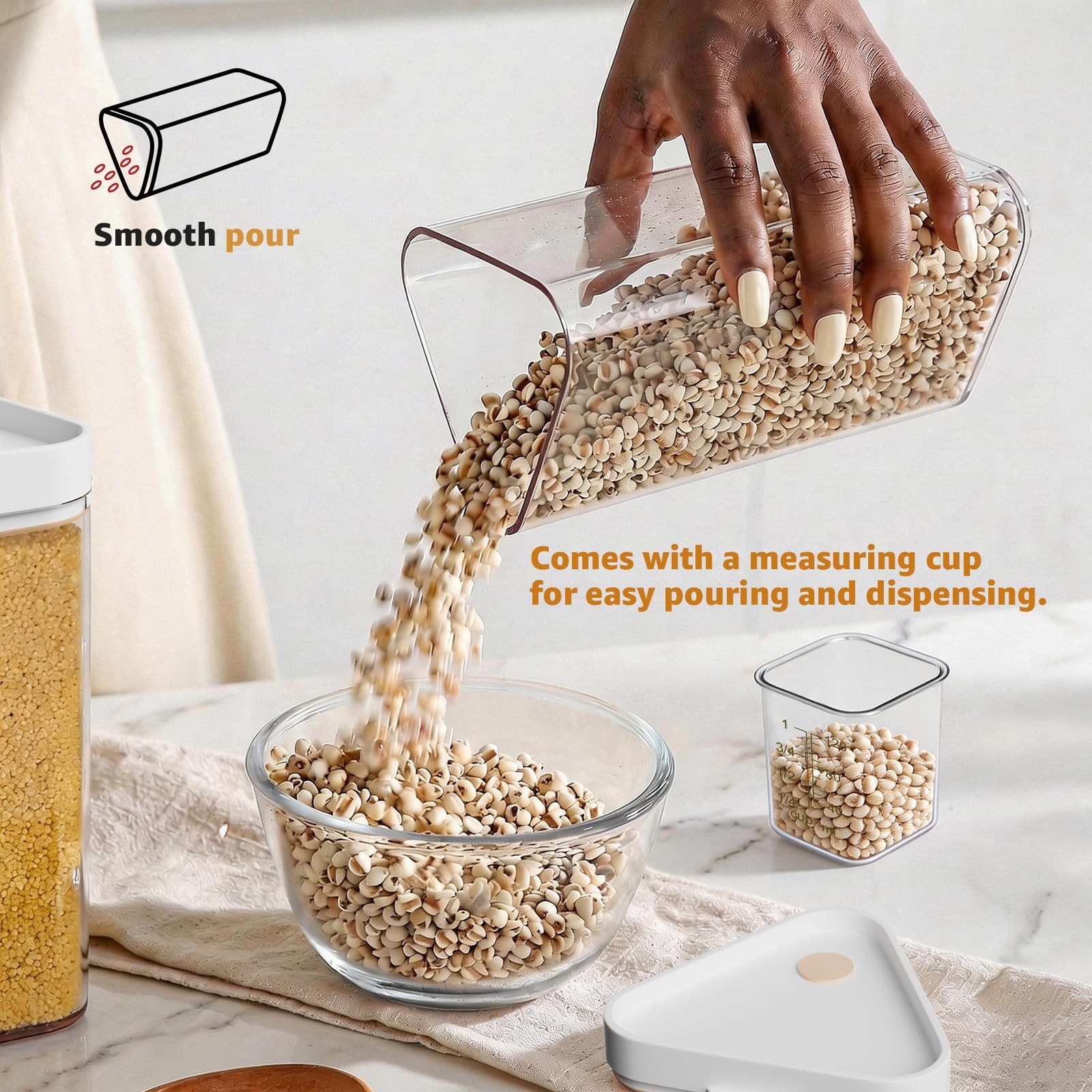 Airtight Food Storage Container, 6-Grid 27oz (800ml) Clear Rotating Pantry Or…
